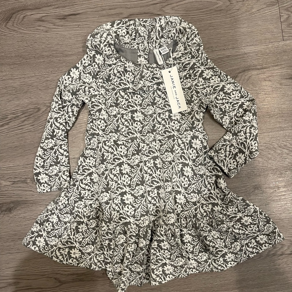 Janie and Jack Black and White Patterned Kids Dress